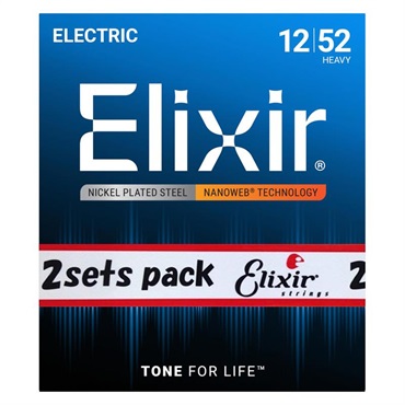 ELIXIR Electric Nickel Plated Steel with NANOWEB Coating 2SET PACK #12152 (Heavy/12-52)