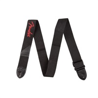 Fender Black Polyester Logo Straps (Black/Red) [0990662015]