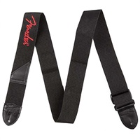 Fender Black Polyester Logo Straps (Black/Red) [0990662015]