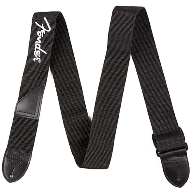 Fender USA Fender Black Polyester Logo Straps (Black/White) [0990662080]
