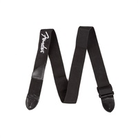 Fender Black Polyester Logo Straps (Black/White) [0990662080]