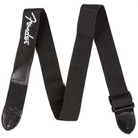 Fender Black Polyester Logo Straps (Black/White) [0990662080]