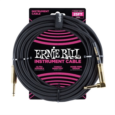 Braided Instrument Cable 25ft S/L (Black w/Gold Connectors) [#6058]