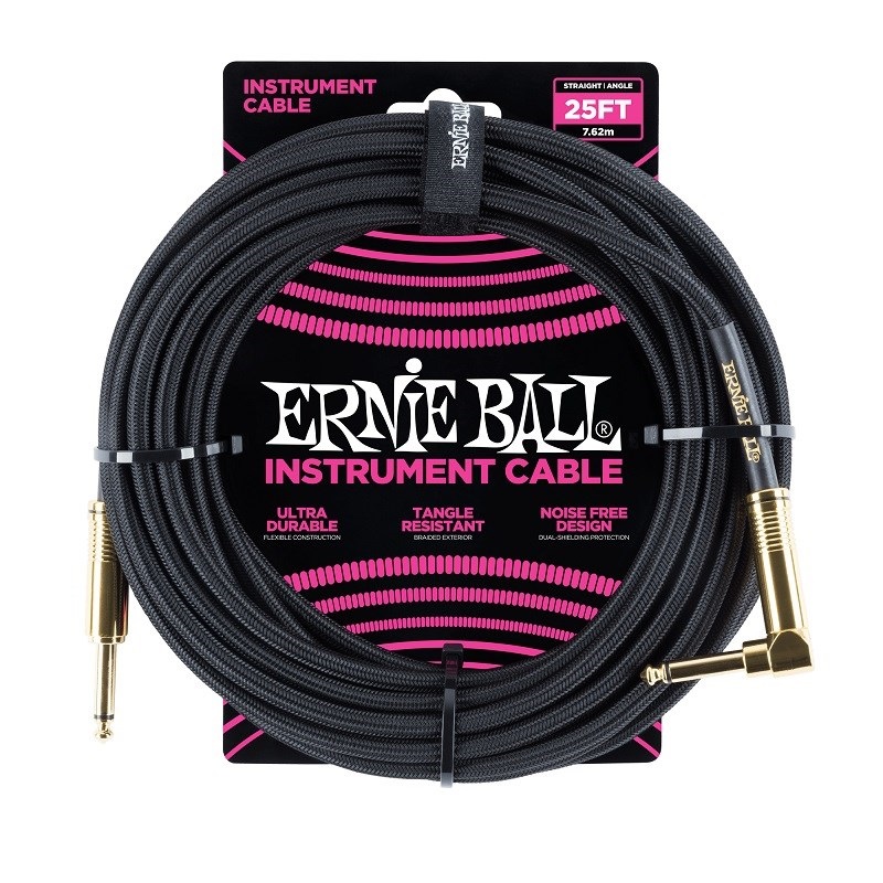 Braided Instrument Cable 25ft S/L (Black w/Gold Connectors) [#6058]の商品画像
