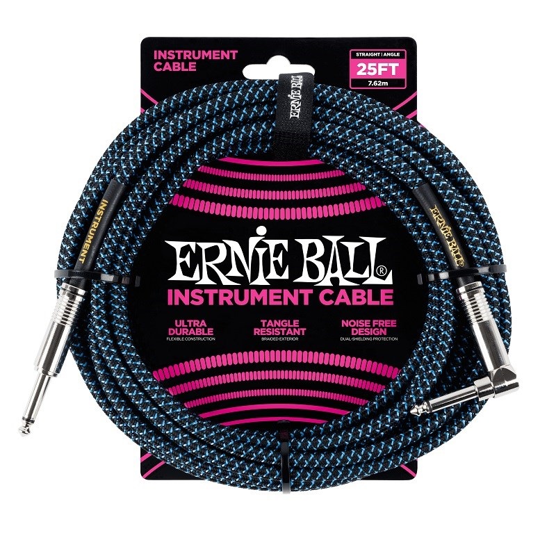 Braided Instrument Cable 25ft S/L (Black/Blue) [#6060]