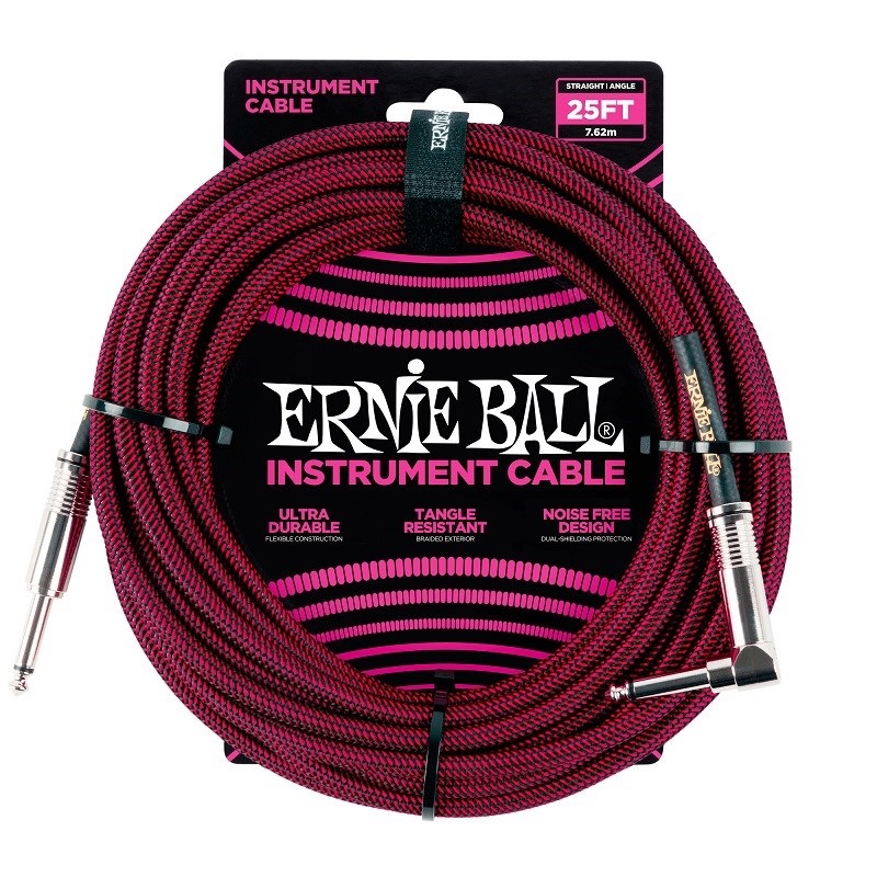 Braided Instrument Cable 25ft S/L (Black/Red) [#6062]の商品画像