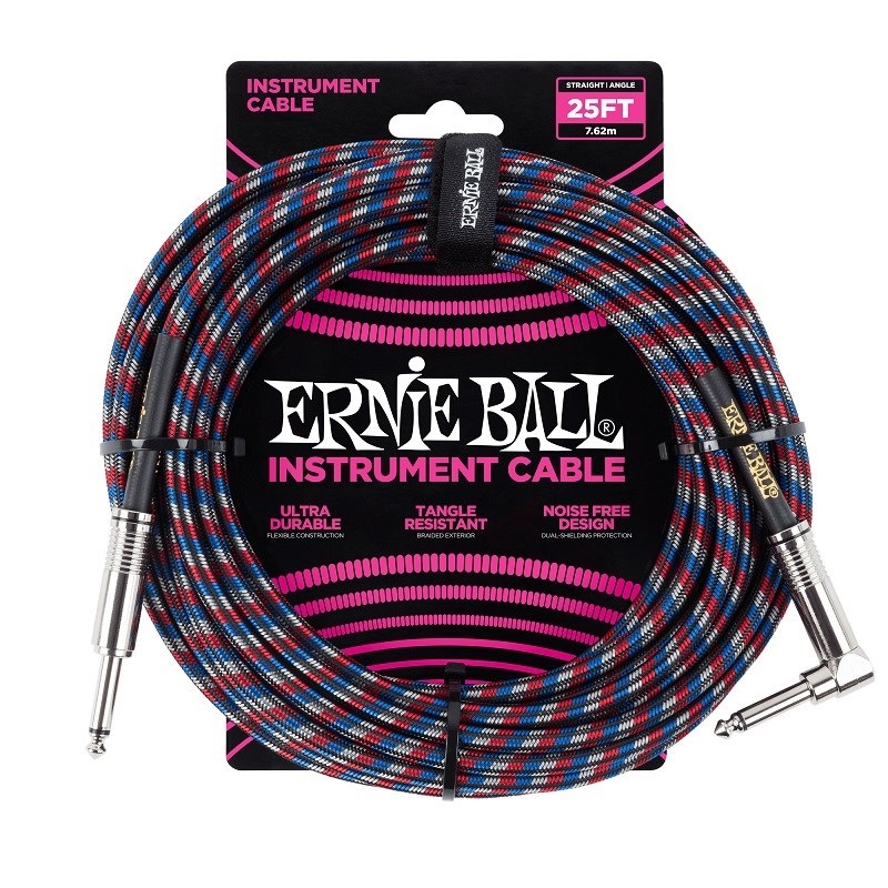 Braided Instrument Cable 25ft S/L (Black/Red/Blue/White) [#6063]の商品画像