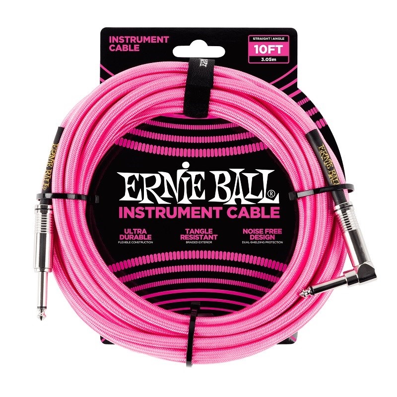 Braided Instrument Cable 10ft S/L (Neon Pink) [#6078]