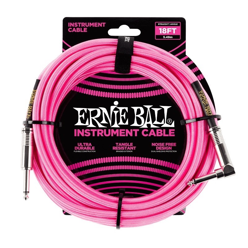 Braided Instrument Cable 18ft S/L (Neon Pink) [#6083]