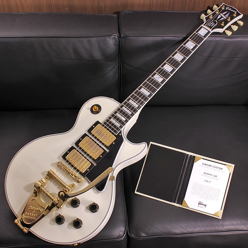 Murphy Lab 1957 Les Paul Custom Reissue 3-Pickup w/Bigsby Polaris White Ultra Light Aged SN. 7 4819