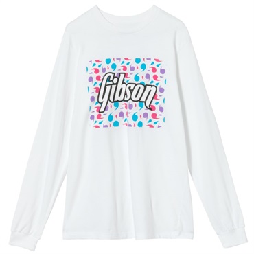 Gibson 【創業50周年大決算SALE】 Floral Block Logo Long Sleeve Tee (White/Mサイズ) [GA-LSTEE-FLRL-WHT-MD]