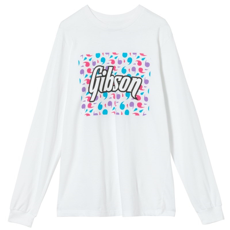 Gibson 【創業50周年大決算SALE】 Floral Block Logo Long Sleeve Tee (White/Mサイズ) [GA-LSTEE-FLRL-WHT-MD]
