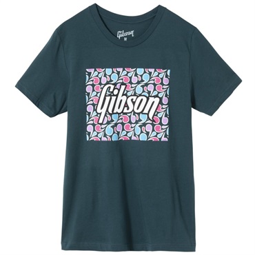 Gibson 【創業50周年大決算SALE】 Floral Block Logo Tee (Blue/Mサイズ) [GA-TEE-FLRL-BLU-MD]