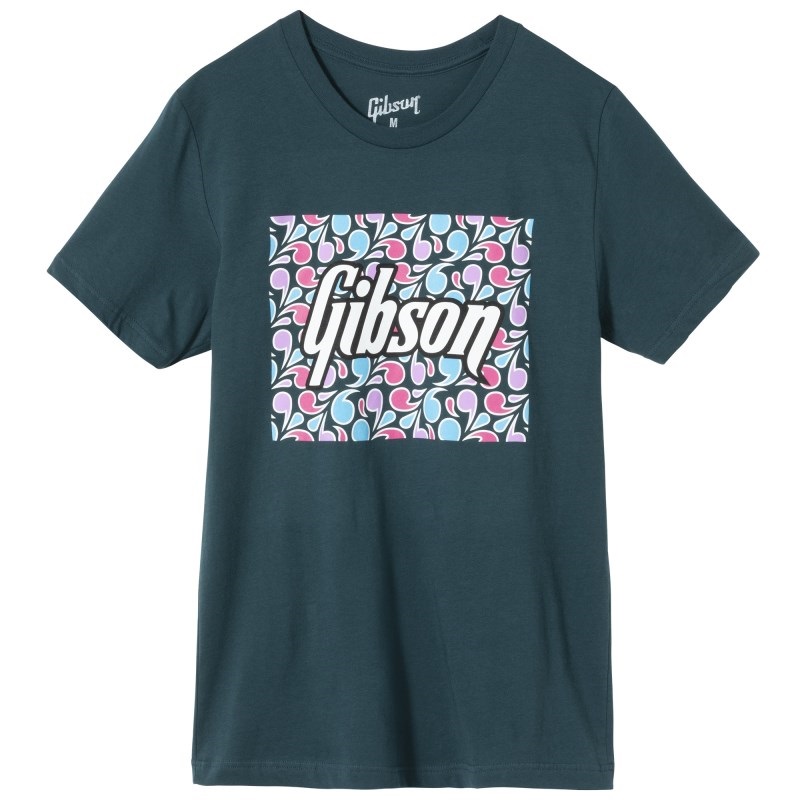 Gibson 【創業50周年大決算SALE】 Floral Block Logo Tee (Blue/Mサイズ) [GA-TEE-FLRL-BLU-MD]
