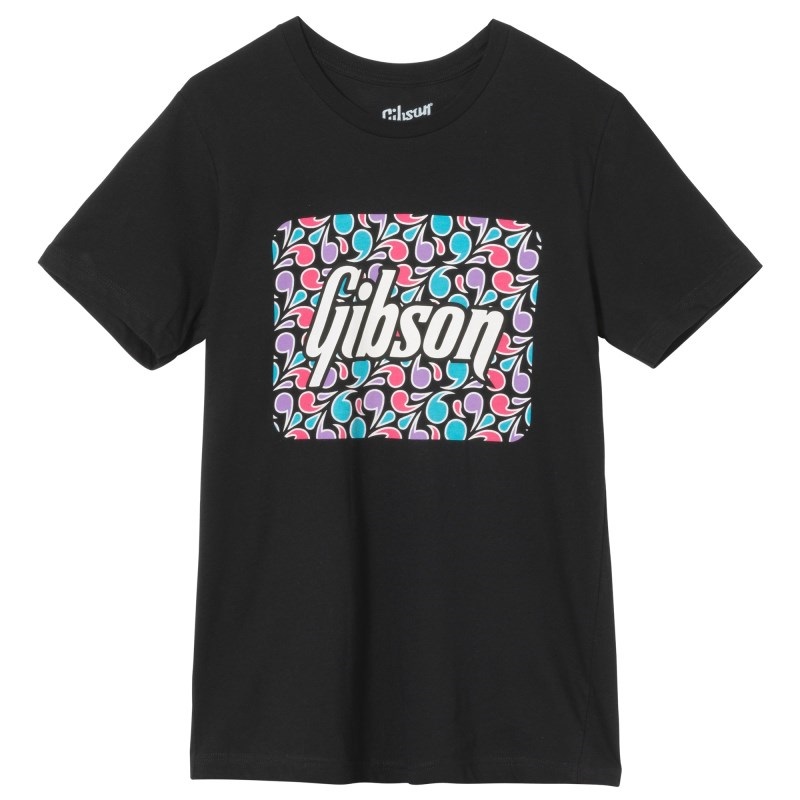 Gibson 【ブラックフライデーセール】 Floral Block Logo Tee (Black)， (XL) [GA-TEE-FLRL-BLK-XL]