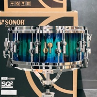 SQ2 System Snare Drum - Beech Vintage 14×6.5 - Green Lacquer over Blue Burst Finish with African Marble 【特注品】