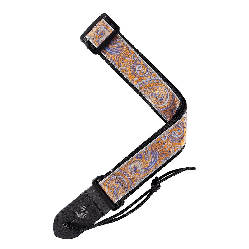 D’Addario ジャカードウクレレストラップ 15UKE05(ペイズリー、グレー/オレンジ) ダダリオ