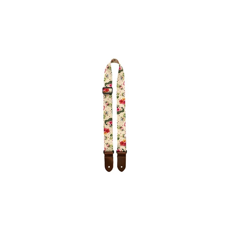 PERRI'S Perri s 1.5 Polyester Ukulele Strap White Floral Hibiscus ウクレレストラップ