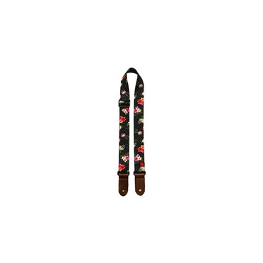 PERRI'S Perri s 1.5 Polyester Ukulele Strap Black Floral Hibiscus ウクレレストラップ