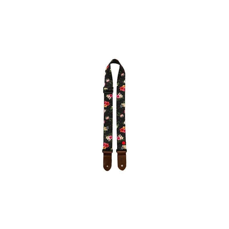 PERRI'S Perri s 1.5 Polyester Ukulele Strap Black Floral Hibiscus ウクレレストラップ