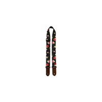 Perri s 1.5 Polyester Ukulele Strap Black Floral Hibiscus ウクレレストラップ