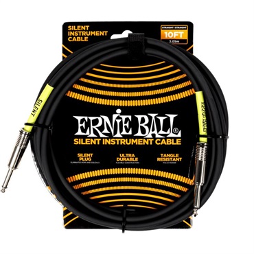 ERNIE BALL Classic Silent Instrument Cable， Straight/Straight 10ft - Black [P06472]