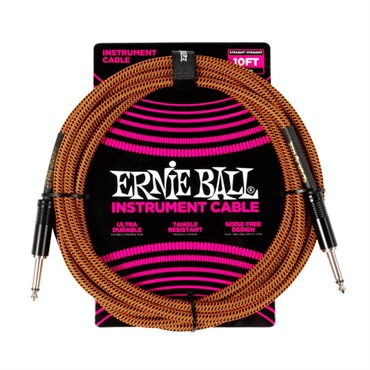 ERNIE BALL Braided Instrument Cable Straight/Straight 10ft - Pumpkin Pie [P06468]