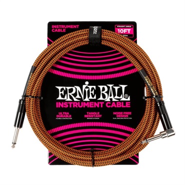 ERNIE BALL Braided Instrument Cable Straight/Angle 10ft - Pumpkin Pie [P06470]