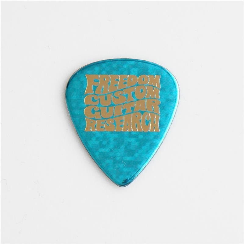 Freedom Custom Guitar Research Pick SP-PK-07 [Celluloid/ティアドロップ/スパンコール水色/1.2mm/金ロゴ]