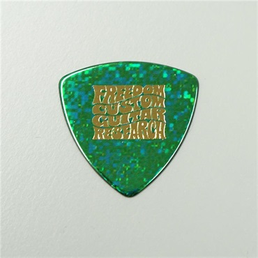 Freedom Custom Guitar Research Pick SP-PK-10 [Celluloid/トライアングル/スパンコールグリーン/0.75mm/金ロゴ]