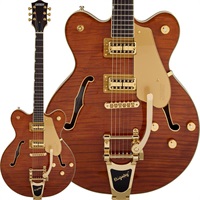 Electromatic LTD Flame Okoume Broadkaster Double-Cut with Bigsby（Roundup Orange）