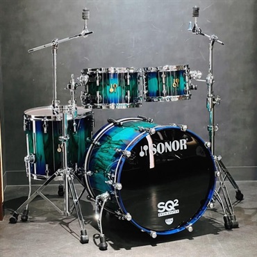 SQ2 System Beech Vintage 4pc Drum Kit - Green Lacquer over Blue Burst Finish with African Marble [BD22，TT10&12，FT16]【特注品】【店頭展示特価品】