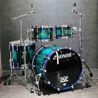 SQ2 System Beech Vintage 4pc Drum Kit - Green Lacquer over Blue Burst Finish with African Marble [BD22，TT10&12，FT16]【特注品】【店頭展示特価品】