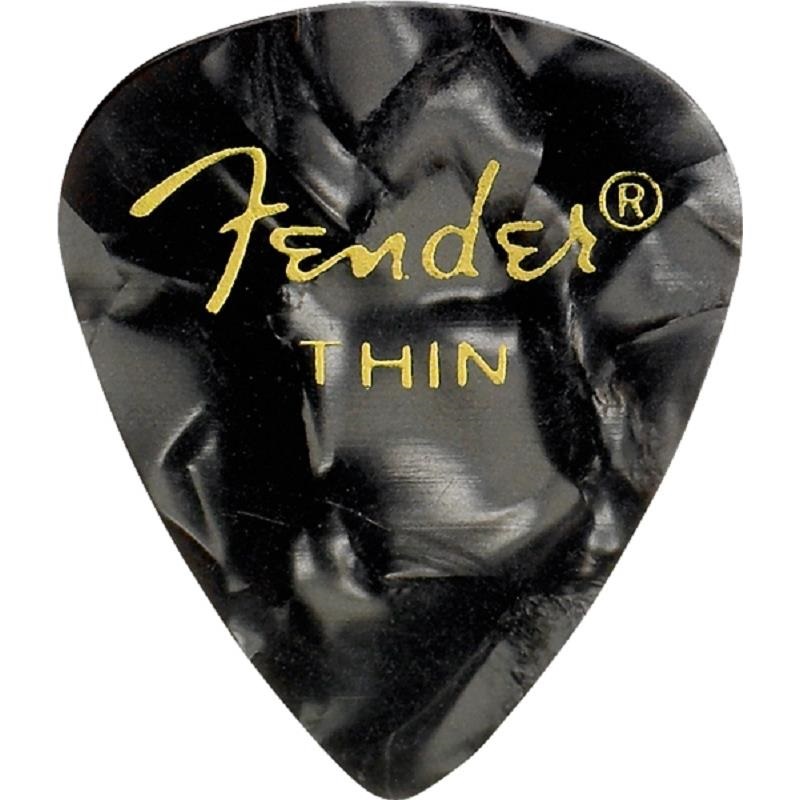 Fender USA Premium Celluloid Picks， 351 Shape -12 Pack【Thin/Black Moto】(#1980351743)