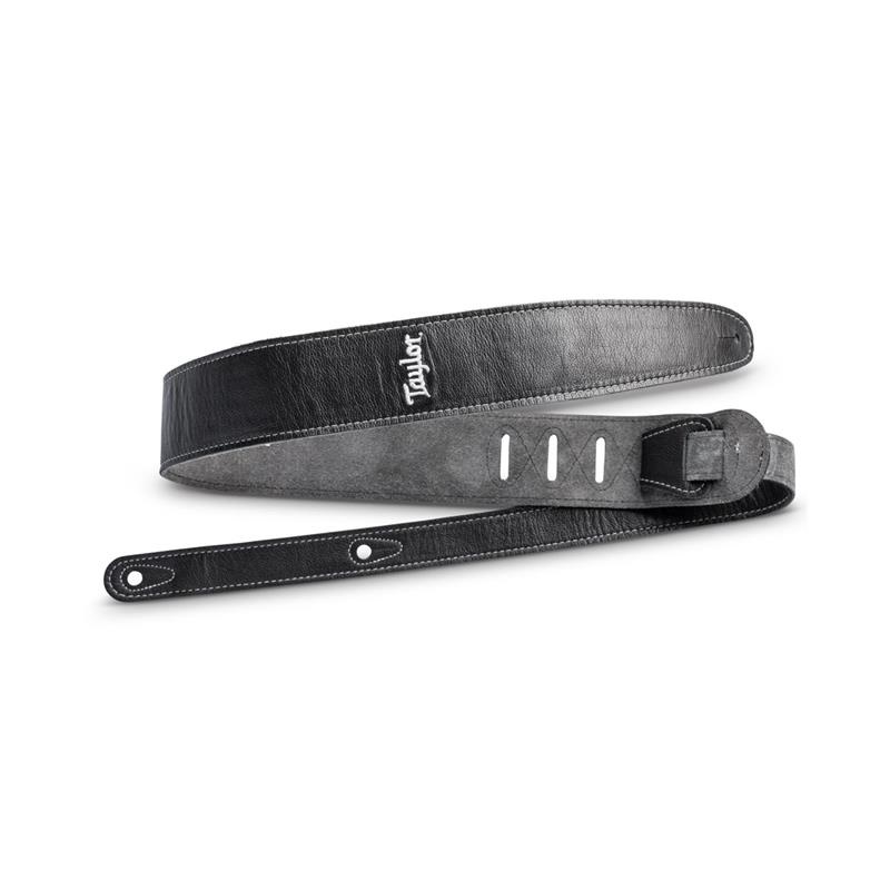 TAYLOR 2.5 Black Leather Guitar Strap - Black， Suede Back テイラー