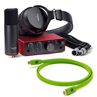 Scarlett Solo Studio gen4 + OYAIDE製高品質USBケーブルセット(Type C to C 1.0m)(コンデンサーマイク/ヘッドフォン/マイクケーブル付属・スタジオパック)(2in2out・USB-C オーディオインターフェイス)(フォーカスライト)(オヤイデ)