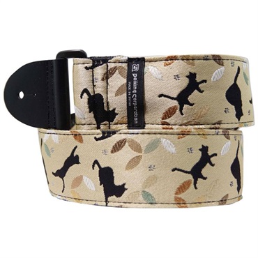 Daiking Corporation 西陣織りギターストラップ DGS-NKCS-60 金欄猫影絵柄