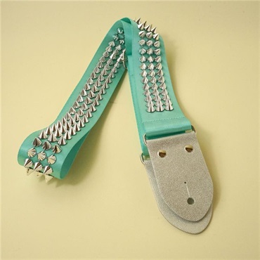 tsundrum_chan ガールズフェイバリットカラースタッズギターストラップ ミント×シルバー