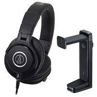 ATH-M40x+サンワサプライ PDA-STN25BK ヘッドフォンハンガーセット (オーディオテクニカ)(密閉型)(モニターヘッドホン)(サンワサプライ)(ヘッドホンスタンド)