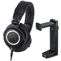 ATH-M50x+サンワサプライ PDA-STN25BK ヘッドフォンハンガーセット (オーディオテクニカ)(密閉型)(モニターヘッドホン)(サンワサプライ)(ヘッドホンスタンド)