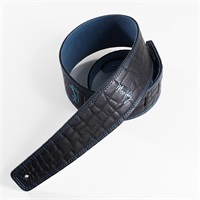 Faux Gator Leather-Suede 2.5inch Standard Tail [Black-Sky Blue]
