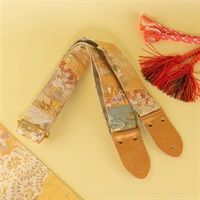 古着物帯小花ギターストラップ　御所車