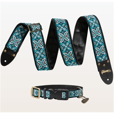 Gibson Gibson Guitar Strap Dog Collar Combo Set， Blue  Medium