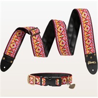 Gibson Guitar Strap Dog Collar Combo Set， Pink  Small