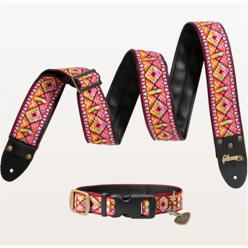 Gibson Guitar Strap Dog Collar Combo Set， Pink  Largeの商品画像