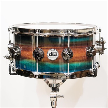 dw DR866514SSN552 [Collector's SonicPly Snare Drum 14''×6.5'' - Natural to Quick Royal Blue Burst over Horizontal Padauk]