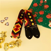 ダイヤジャカードギターストラップ　ブラック×レッド