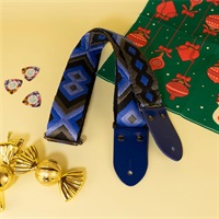 ダイヤジャカードギターストラップ　ブラック×ブルー