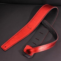 Handmade Leather Straps Leather & Leather Series 2.5inch Standard Tail 【 Metallic Red / Black 】