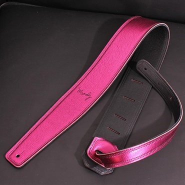Moody Handmade Leather Straps Leather & Leather Series 2.5inch Standard Tail 【 Metallic Hot Pink / Black 】